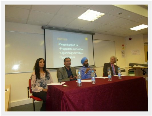 Plenary panel (L-R) Opinderjit Kaur Takhar, Gurinder Singh Mann, Harjinder Singh Lallie, Brian Brocking