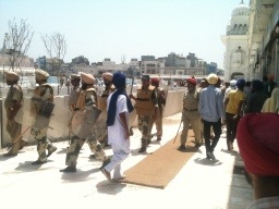 Police outside Darbar Sahib complex