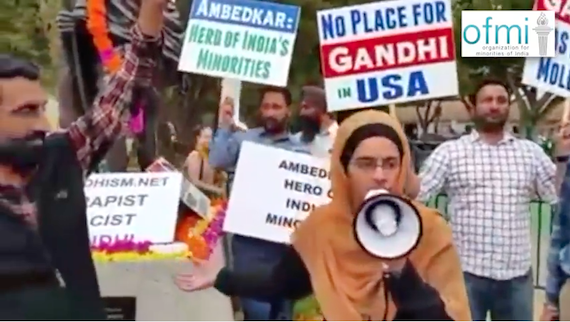 A view of protest against Gandhi Statue in California, USA