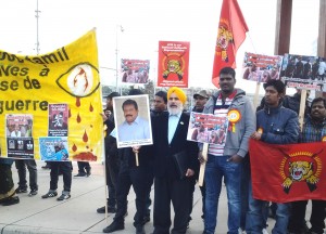 Participating in demonstration organized by European Tamils outside UN office