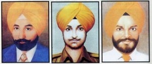 Shaheed Beatn Singh (Left), Shaheed Satwant Singh (Center), Shaheed Kehar Singh (Right)