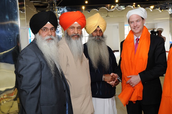 Nick Clegg with Sikh Federation UK leaders [File Photo]