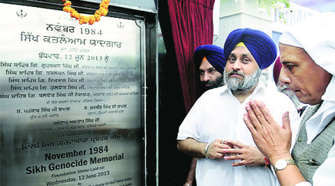 Rajnath Singh and Sukhbir Singh Badal at the memorial’s foundation stone-laying ceremony [File Photo]