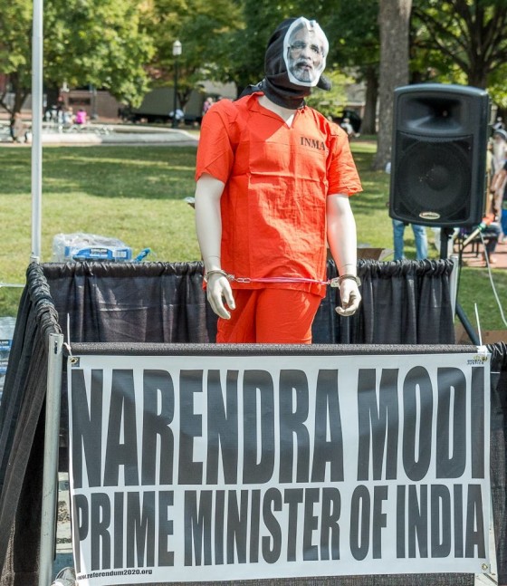 Citizen's Court in Washington indicts Indian PM Narendra Modi for Human Rights abuses in Gujrat 2002. A man posing as Narendra Modi standing in the mock court [FIle Photo]