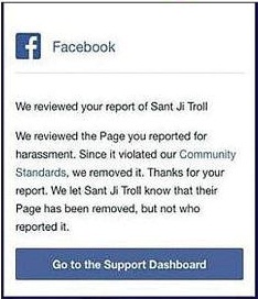 Sant Ji Troll Page removed by Facebook