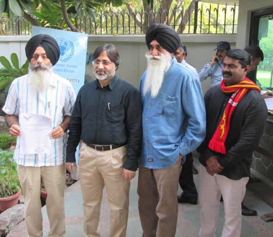 Representatives outside UN office in New Delhi
