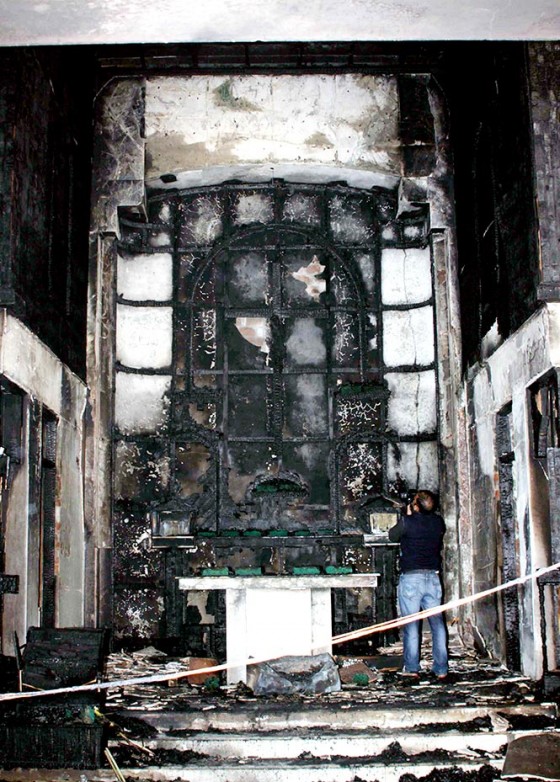 A Catholic Church gutted in Fire Delhi