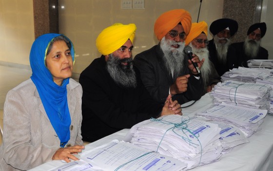 Karnail Singh Peermohammad and others addressing the press conference at Chandigarh