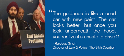 Sikh Coalition rejects flawed and misleading DoJ racial profiling guidance