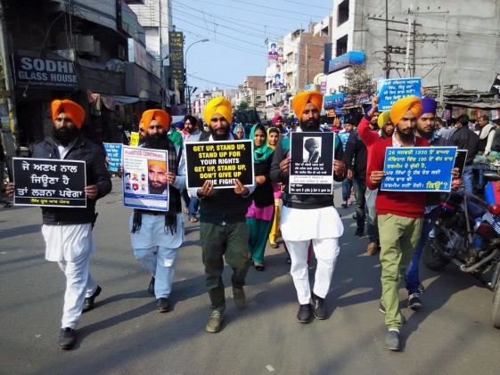 Sikh Youth of Punjab activists takeout march in Amritsar on January 01, 2015