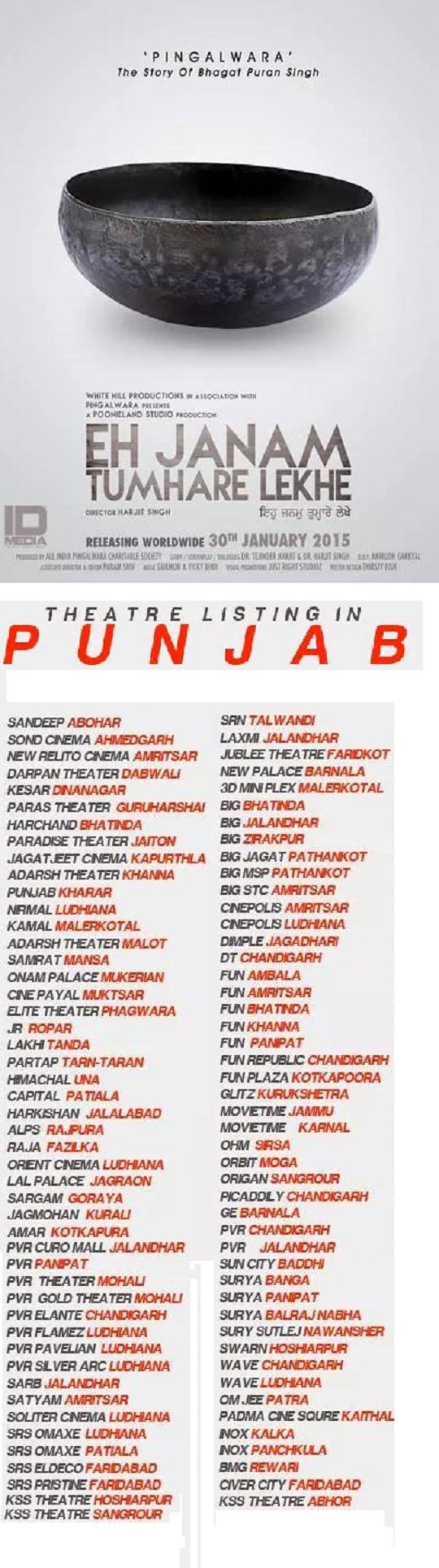 Eh Janam Tumhare Lekhe - Cinema Listings in Punjab and adjoining states