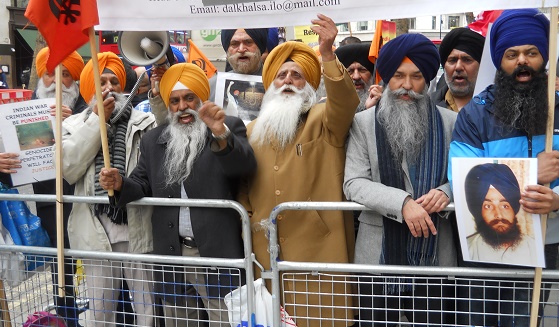 Sikh and Kashmiri activists hold protest in London