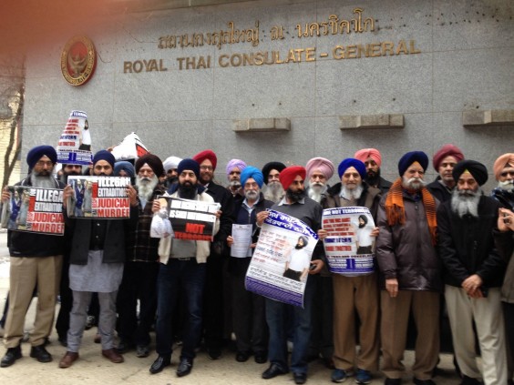 Sikhs in Chicago demonstrated outside Royal Thai Consulate General
