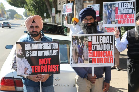Sikhs protested outside Thai Consulate against extradition of Jagtar Singh Tara