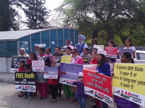 AAP volunteers form human chain in Ludhiana