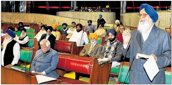 CM Badal addressing Punjab Vidhan Sabha