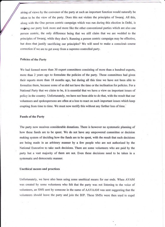 Prashant Bhushan's letter to Aam Aadmi Party executive (4)