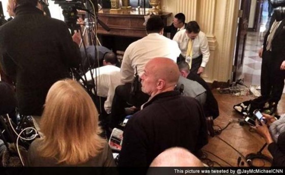 Secret Service and White House medical staff helping Manku Singh after he collapsed inside the White House