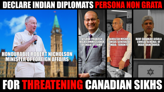 SFJ seeks expulsion of Indian Diplomats from Canada