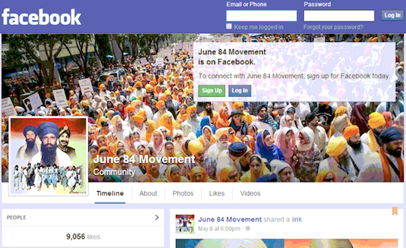 June 84 Movement Facebook Page blocked in India