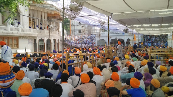 A view of Sikh sangat's gathering at Akal Takhat Sahib