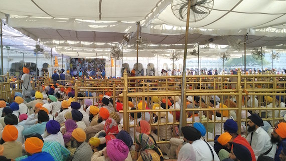 Another view of Sikh sangat's gathering at Akal Takhat Sahib