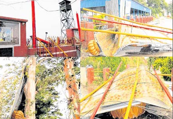 Darshan Sthal at Dera Baba Nanak damaged by wind-storm