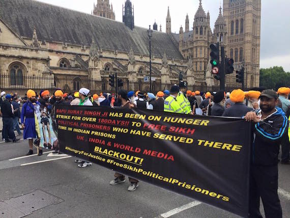 Another view of demonstration  at Parliament square London