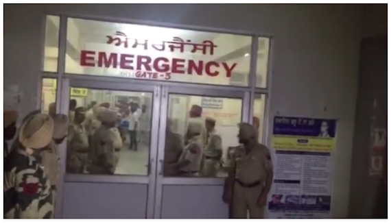 Police guarding Emergency ward of Civil Hospital Ludhaina where Bapu Surat Singh Was kept since July 20