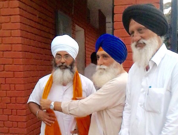 RP Singh receives Bhai Shamsher Singh outside Chandigarh Model Jail, Burail