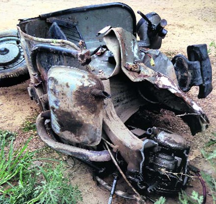 The mangled remains of the victim’s scooter