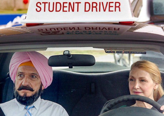 Ben Kingslay (L) who playing a Sikh cab driver in his latest movie