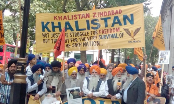 Activists of Sikh Organizations protest outside Indian Embassy in London