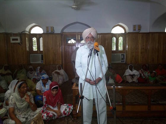 Khalra Mission Organization patron Dalbir Singh Ganna addressing the gathering