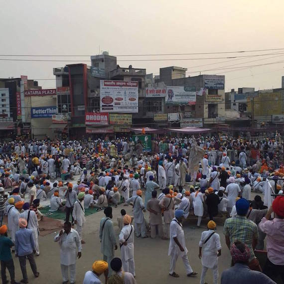 A view of protest demonstration and shut down at Baghapurana, Moga