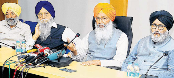 Left to Right: Balwinder Singh Bhundar, Ranjit Singh Brahampura, Sukhdev Singh Dhindsa and Dr. Daljeet Cheema