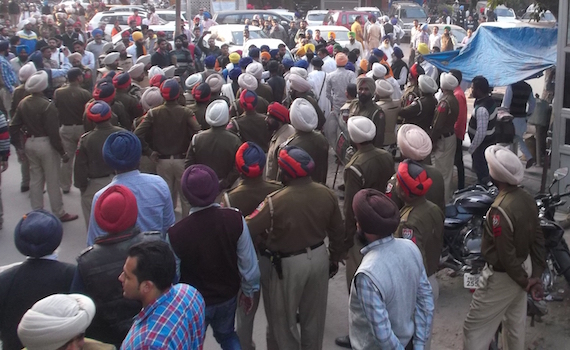 A view of heavy police deployment outside Amritsar court complex in wake of court appearance of organisers of the Nov. 10 Sarbat Khalsa 2015 [File Photo]
