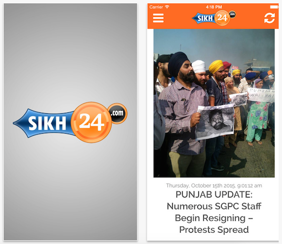 Screenshots from Sikh24 iPhone App