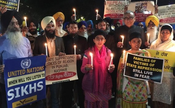 A view of the Candle light vigil at Chandigarh