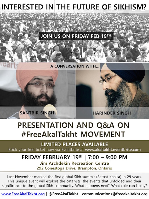 Free Akal Takht TownHall event in Brampton