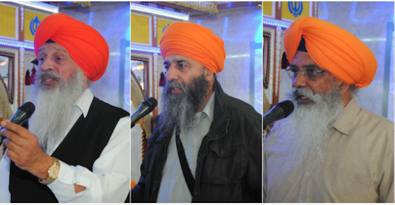 Bhai Amrik Singh Gill (L), Bhai Kuldeep Singh Chaheru (C) and Bhai Narinderjeet Singh (R) [File Photos] | Source: Sikh Federation UK