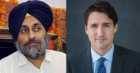 Sukhbir Badal (L) and Justin Trudeau (R) [File Photos]