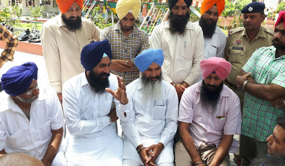 Sikhs lodge protest against harassing a Sikh student during an exam in Ambala