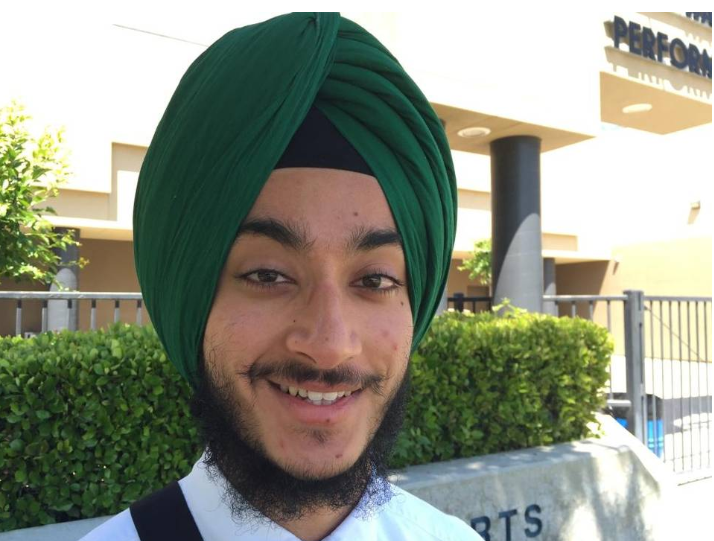 Karanveer Singh Pannu, a Sikh American teenager who wrote “Bullying of Sikh American Children” after being bullied in school, spoke at Central High East Campus in Fresno, on Saturday, April 30, 2016. PAUL SCHLESINGER