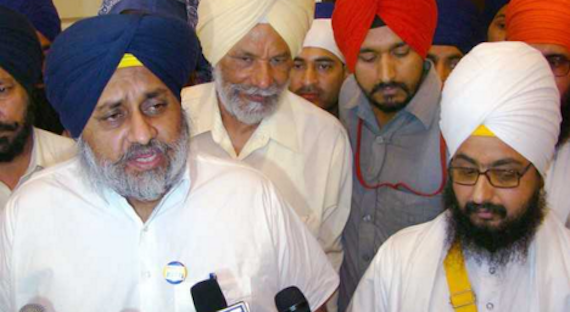 Deputy CM Sukhbir Badal with Bhai Ranjit Singh Dhadrianwale