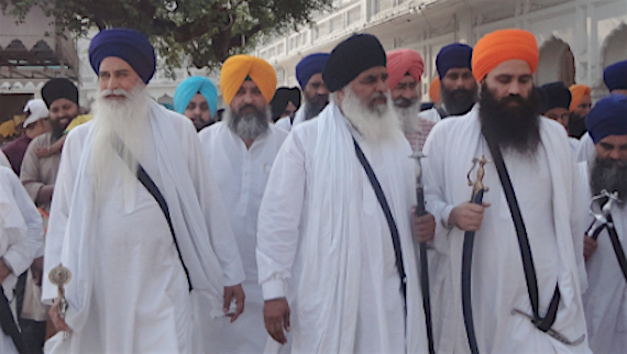 Bhai Amrik Singh Ajnala, Bhai Dhian Singh Mand, Bhai Baljit Singh Daduwal with others at Darbar Sahib complex