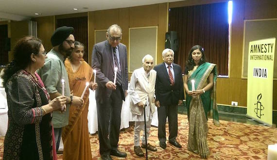 Insaaf1984 Justice Sachar, Justice Katju and Justice Anil Dev Singh light the candle of Hope for the survivors of 1984