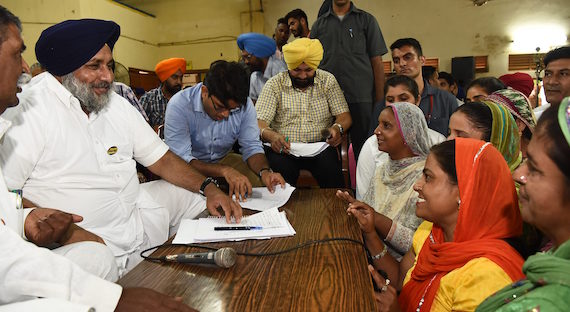 Sukhbir Badal during Sangat Darshan at Balachaur