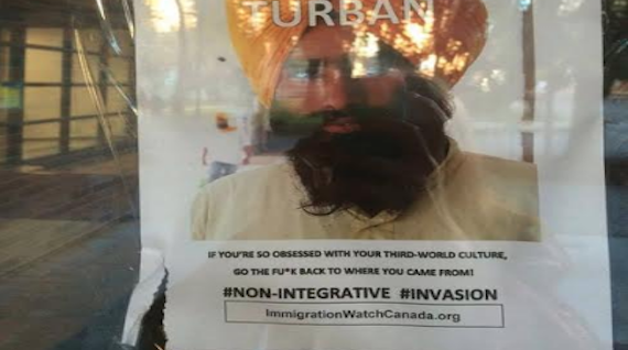 A part of Racist Posters at University of Alberta Targeting Sikhs
