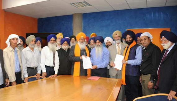 SAD (Badal) delegation being welcomed by management committee of Southall Gurdwara Sahib